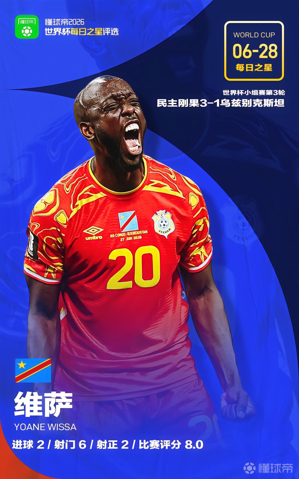 懂球帝6月28日世界杯之星：维萨